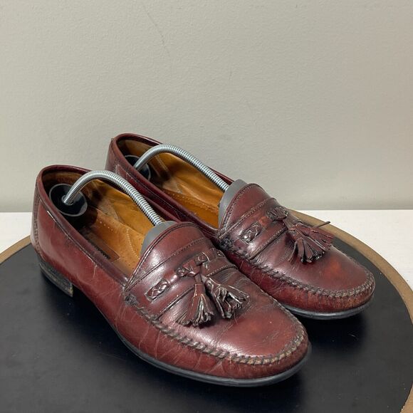 Florsheim Mens Tassel Loafers Burgundy Leather Made in Italy 10 D Dress Shoe main image 7